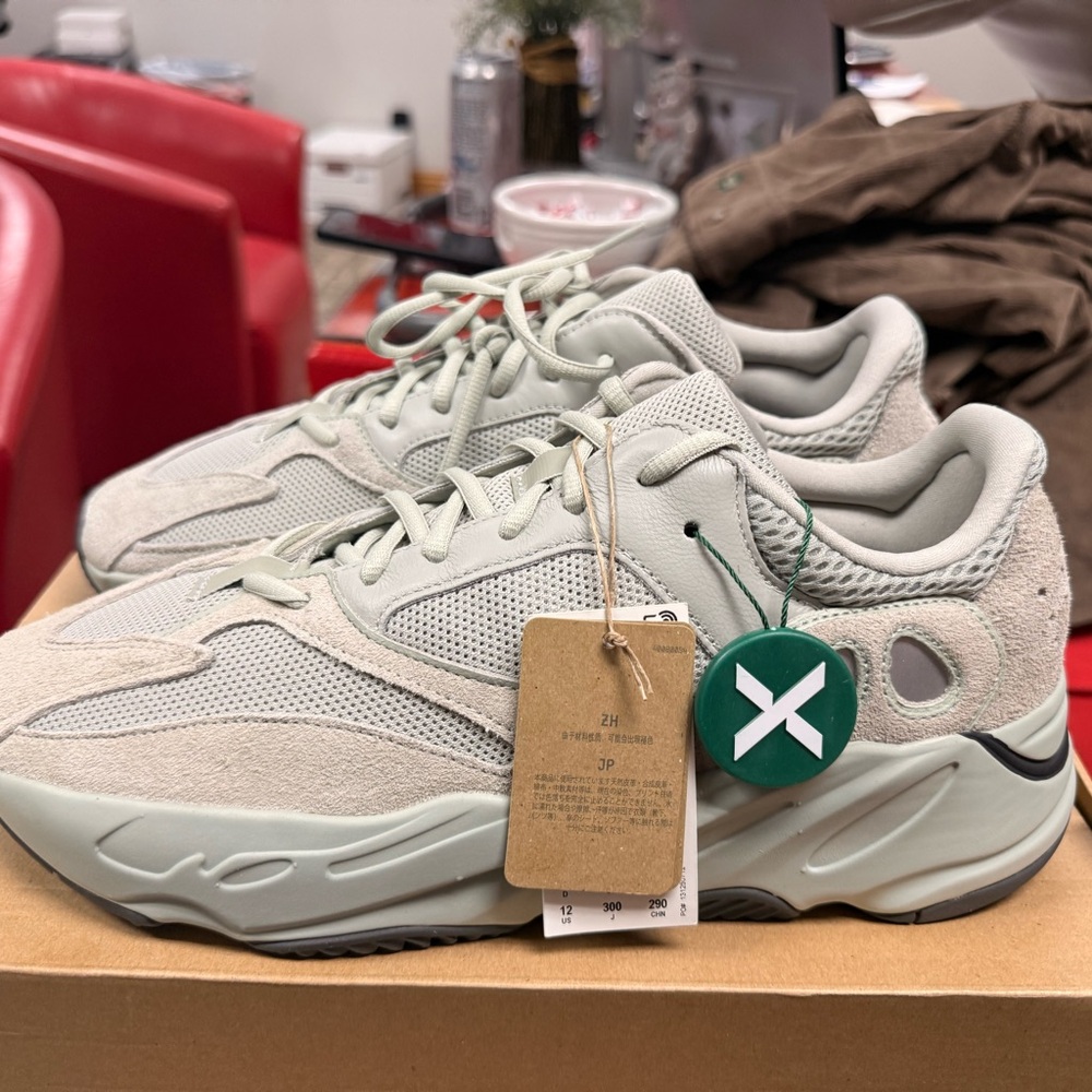 Yeezy BOOSTS in light grey and cream